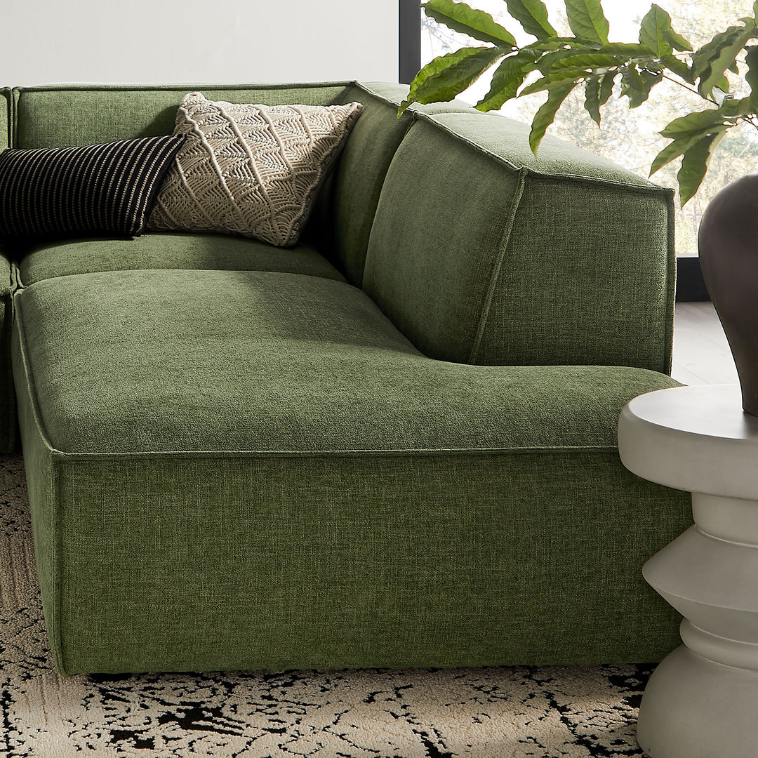 Restore 4-Piece Performance Fabric Upholstered Modular L-Shaped Armless Sectional Sofa in Foliage