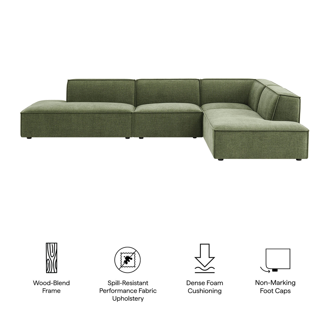 Restore 4-Piece Performance Fabric Upholstered Modular L-Shaped Armless Sectional Sofa in Foliage