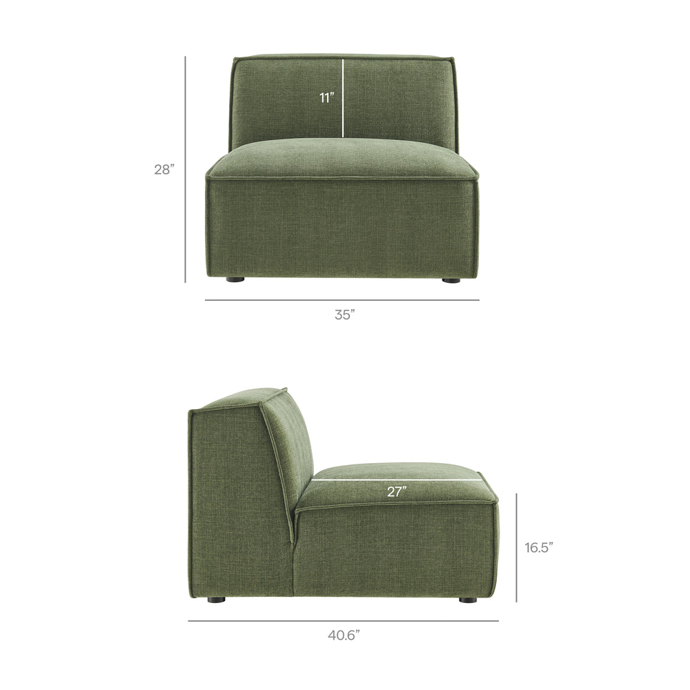 Restore 4-Piece Performance Fabric Upholstered Modular L-Shaped Armless Sectional Sofa in Foliage