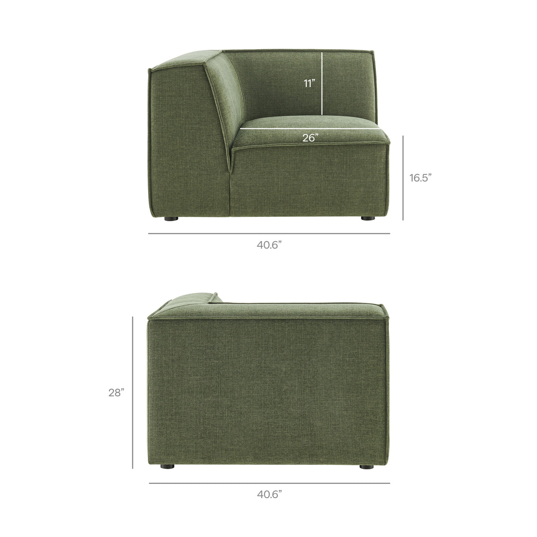 Restore 4-Piece Performance Fabric Upholstered Modular L-Shaped Armless Sectional Sofa in Foliage