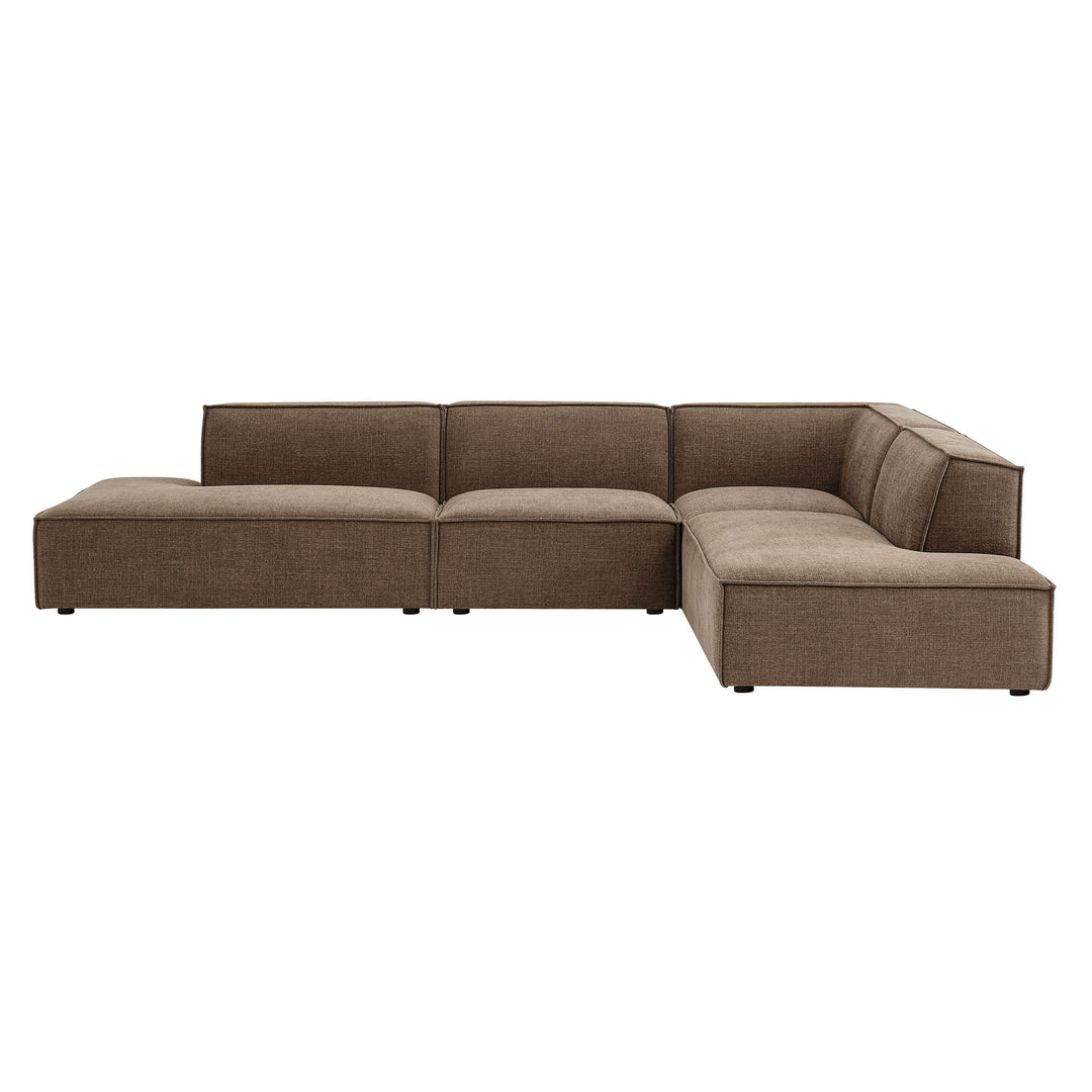 Restore 4-Piece Performance Fabric Upholstered Modular L-Shaped Armless Sectional Sofa in Mocha