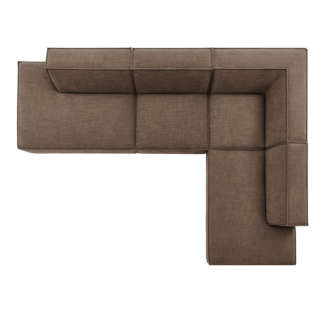 Restore 4-Piece Performance Fabric Upholstered Modular L-Shaped Armless Sectional Sofa in Mocha