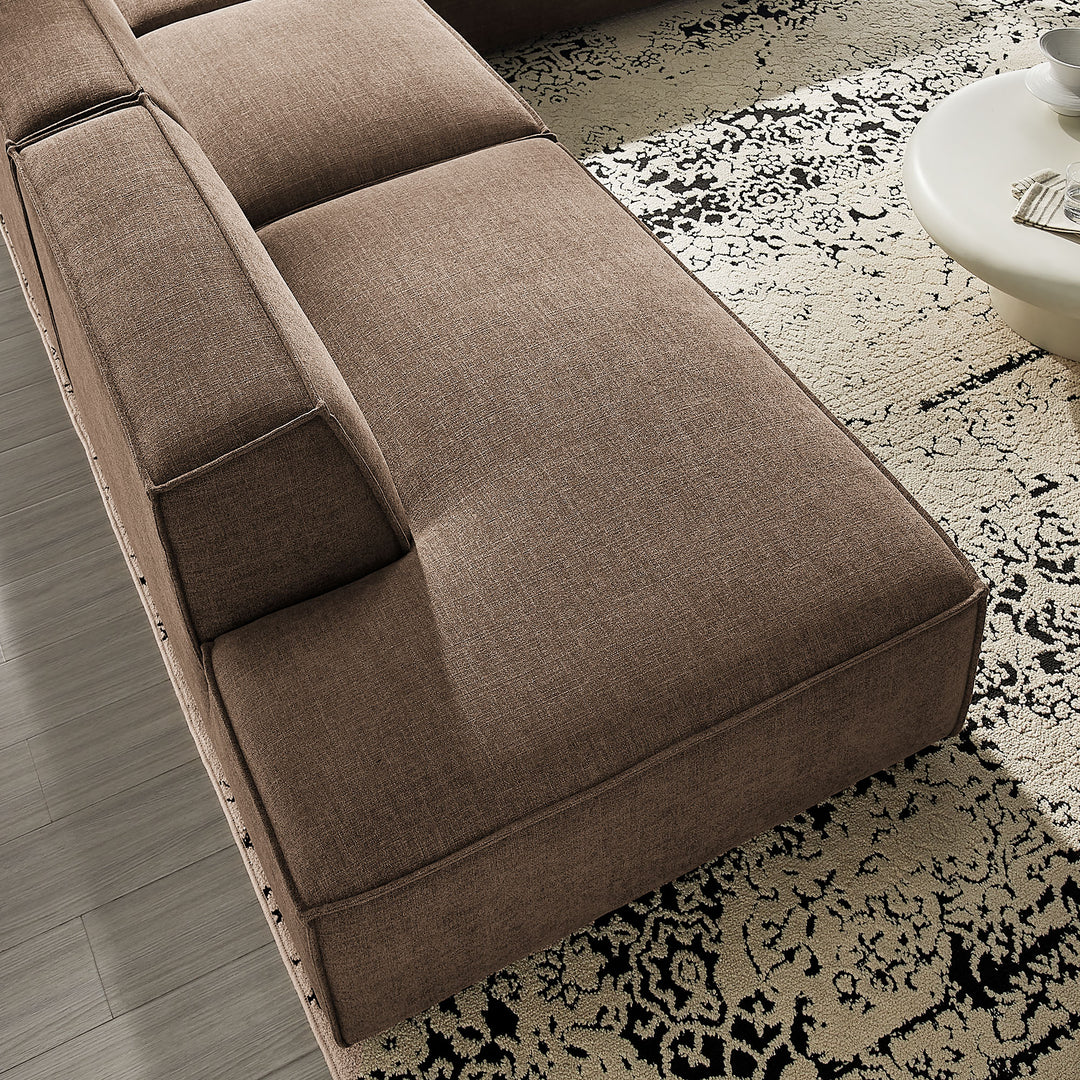 Restore 4-Piece Performance Fabric Upholstered Modular L-Shaped Armless Sectional Sofa in Mocha