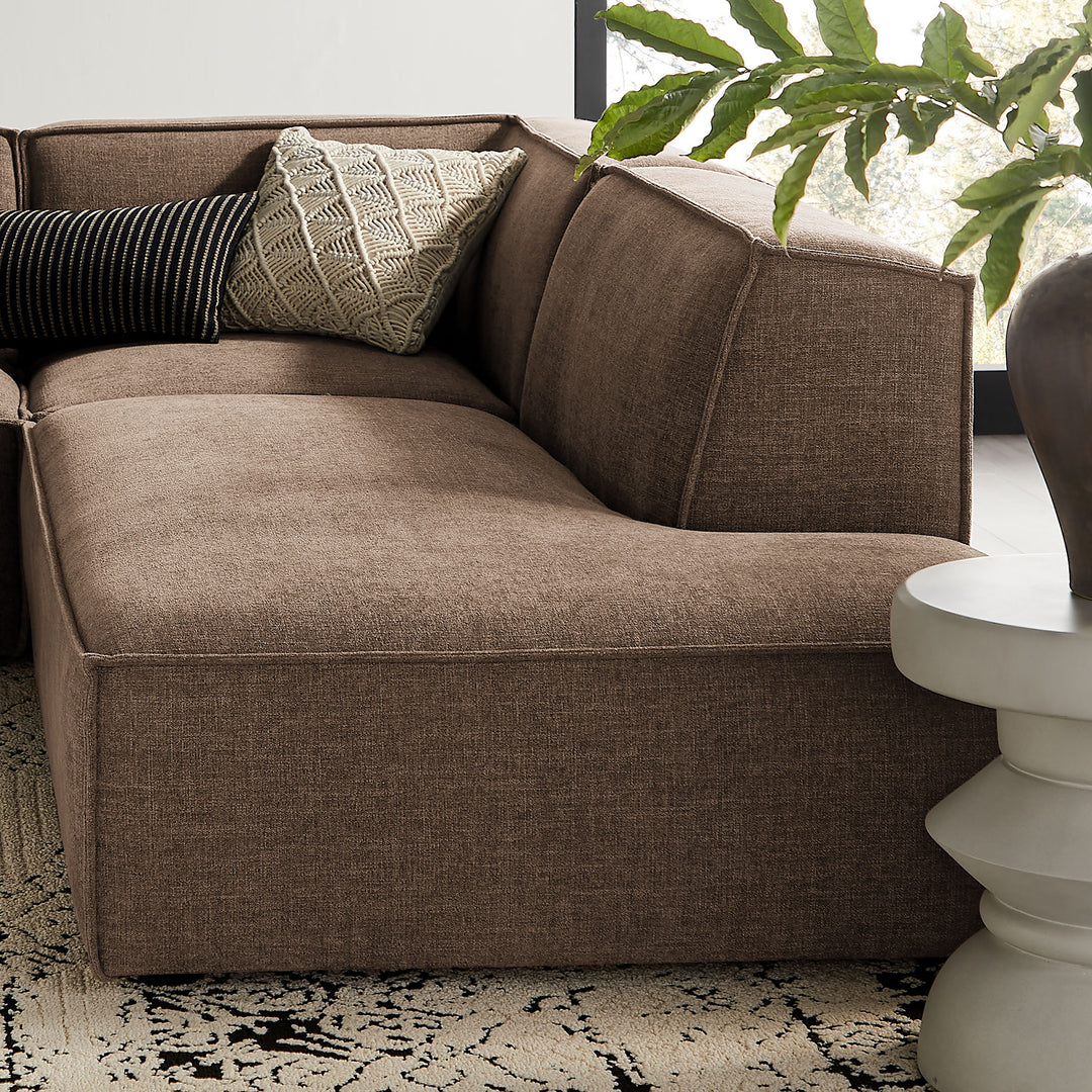 Restore 4-Piece Performance Fabric Upholstered Modular L-Shaped Armless Sectional Sofa in Mocha