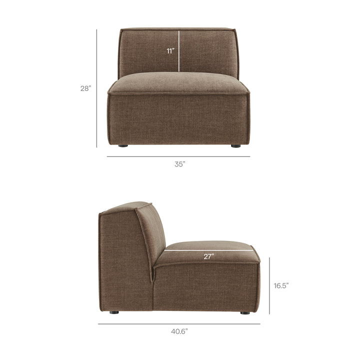 Restore 4-Piece Performance Fabric Upholstered Modular L-Shaped Armless Sectional Sofa in Mocha