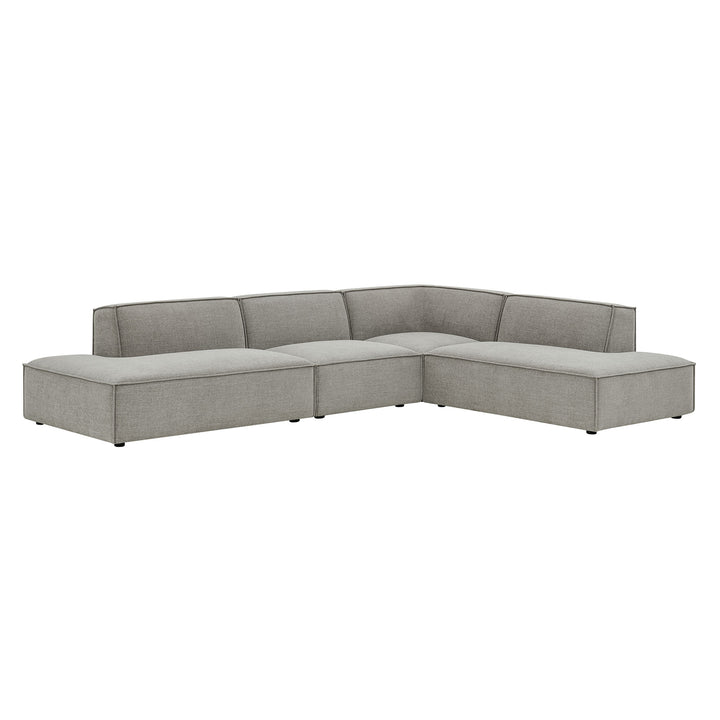 Restore 4-Piece Performance Fabric Upholstered Modular L-Shaped Armless Sectional Sofa in Pewter
