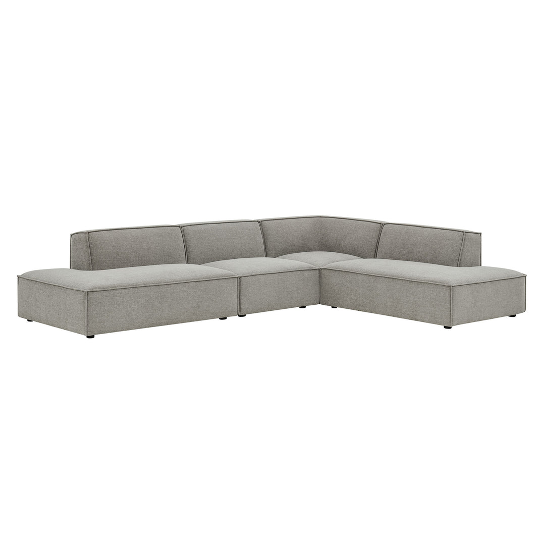 Restore 4-Piece Performance Fabric Upholstered Modular L-Shaped Armless Sectional Sofa in Pewter