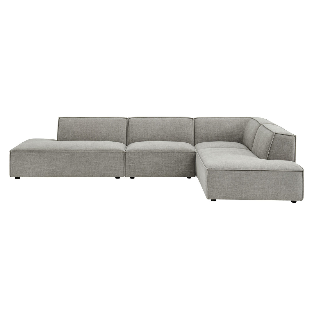 Restore 4-Piece Performance Fabric Upholstered Modular L-Shaped Armless Sectional Sofa in Pewter