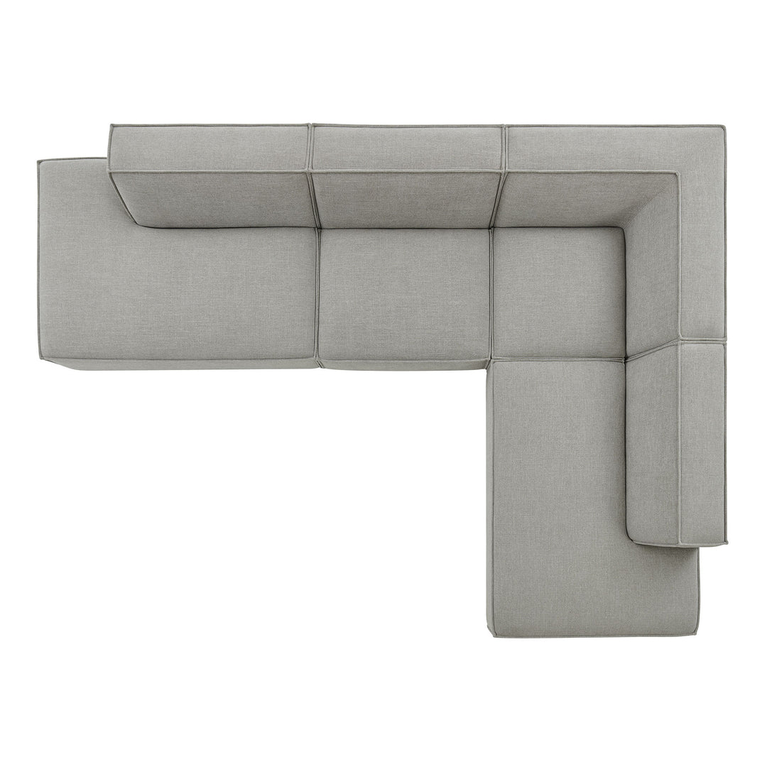 Restore 4-Piece Performance Fabric Upholstered Modular L-Shaped Armless Sectional Sofa in Pewter