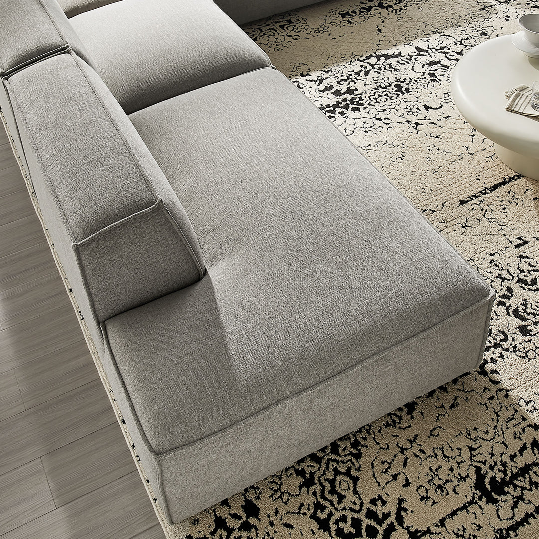 Restore 4-Piece Performance Fabric Upholstered Modular L-Shaped Armless Sectional Sofa in Pewter