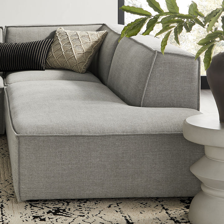 Restore 4-Piece Performance Fabric Upholstered Modular L-Shaped Armless Sectional Sofa in Pewter