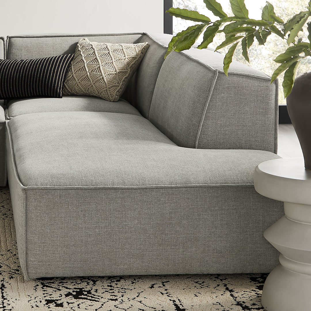 Restore 4-Piece Performance Fabric Upholstered Modular L-Shaped Armless Sectional Sofa in Pewter