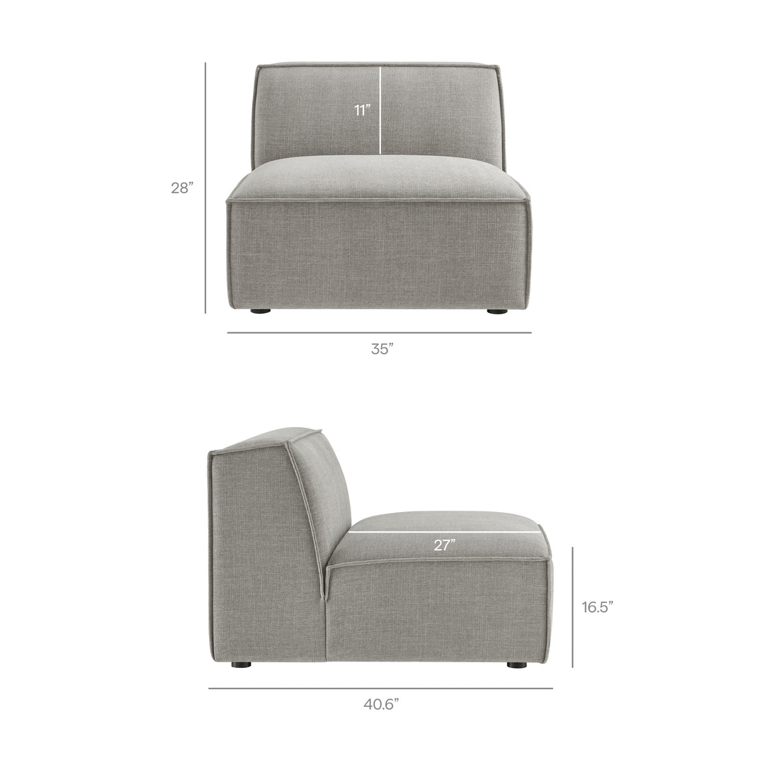 Restore 4-Piece Performance Fabric Upholstered Modular L-Shaped Armless Sectional Sofa in Pewter
