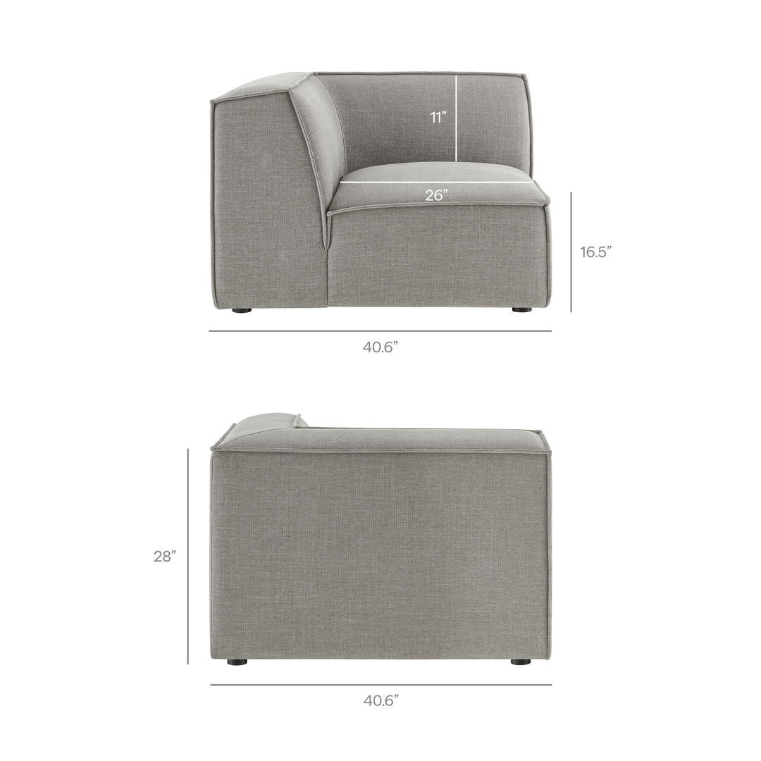 Restore 4-Piece Performance Fabric Upholstered Modular L-Shaped Armless Sectional Sofa in Pewter