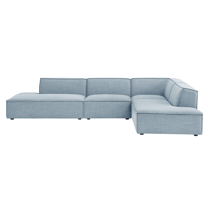 Restore 4-Piece Performance Fabric Upholstered Modular L-Shaped Armless Sectional Sofa in Sky