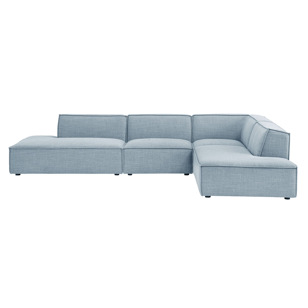 Restore 4-Piece Performance Fabric Upholstered Modular L-Shaped Armless Sectional Sofa in Sky