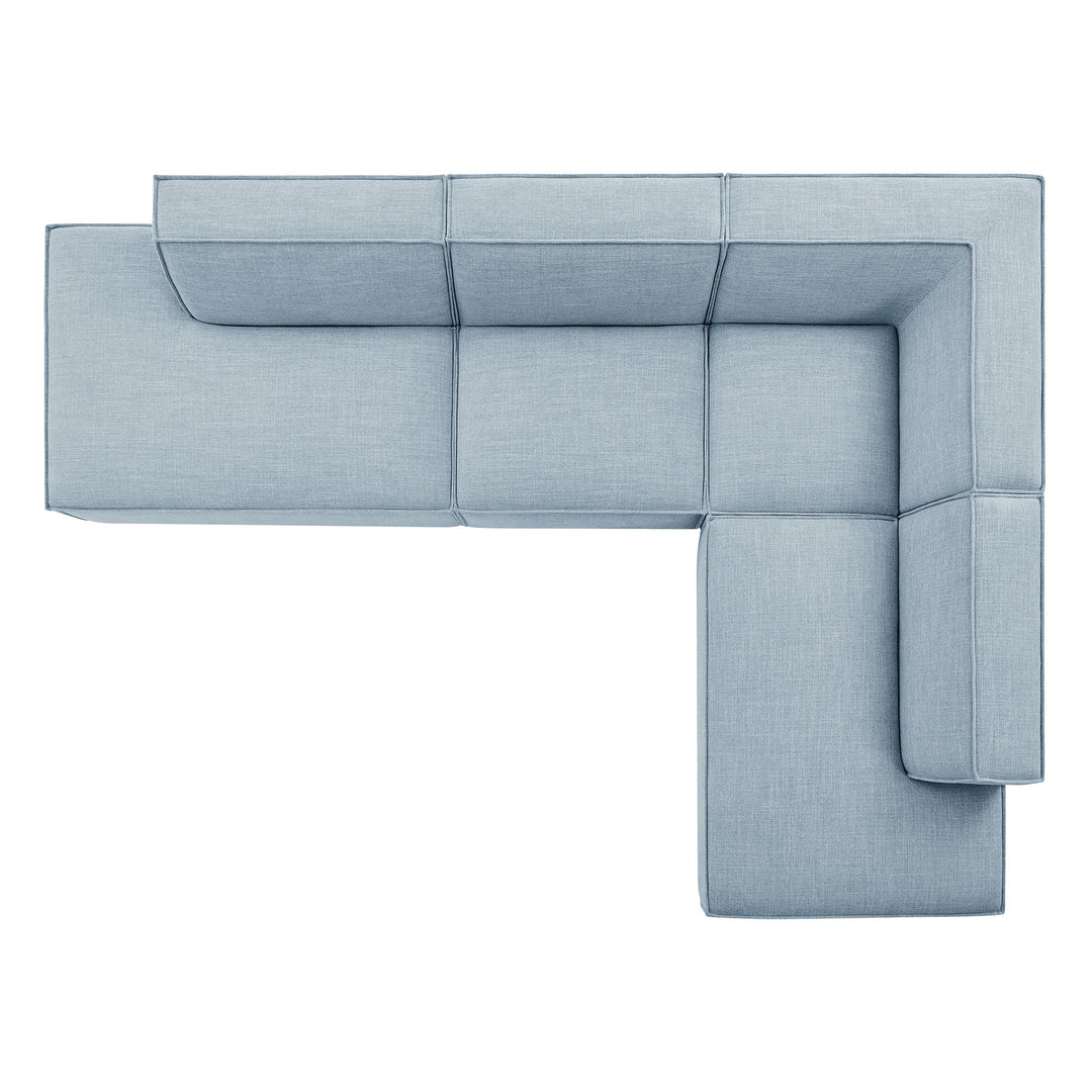 Restore 4-Piece Performance Fabric Upholstered Modular L-Shaped Armless Sectional Sofa in Sky