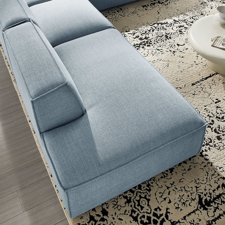 Restore 4-Piece Performance Fabric Upholstered Modular L-Shaped Armless Sectional Sofa in Sky