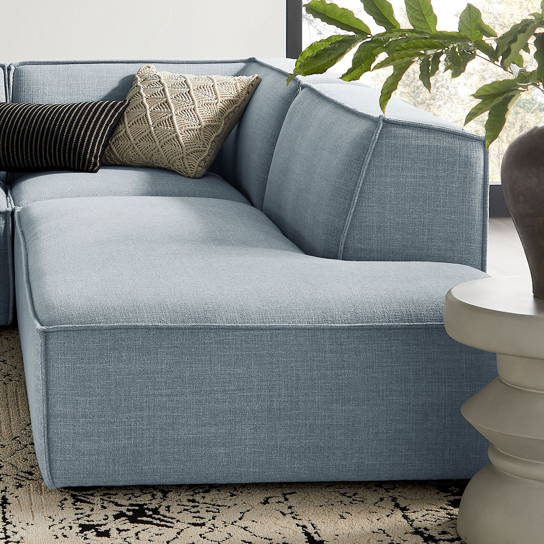 Restore 4-Piece Performance Fabric Upholstered Modular L-Shaped Armless Sectional Sofa in Sky