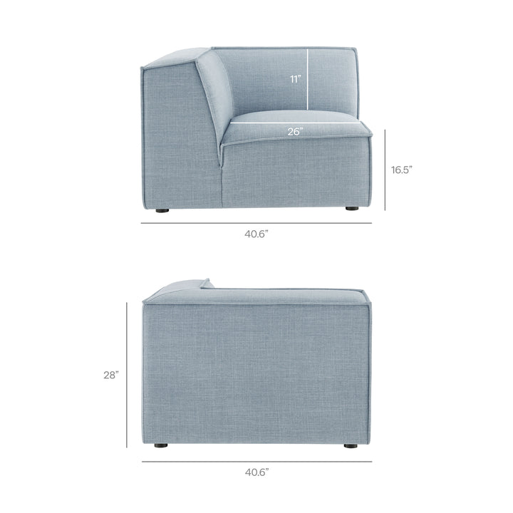 Restore 4-Piece Performance Fabric Upholstered Modular L-Shaped Armless Sectional Sofa in Sky