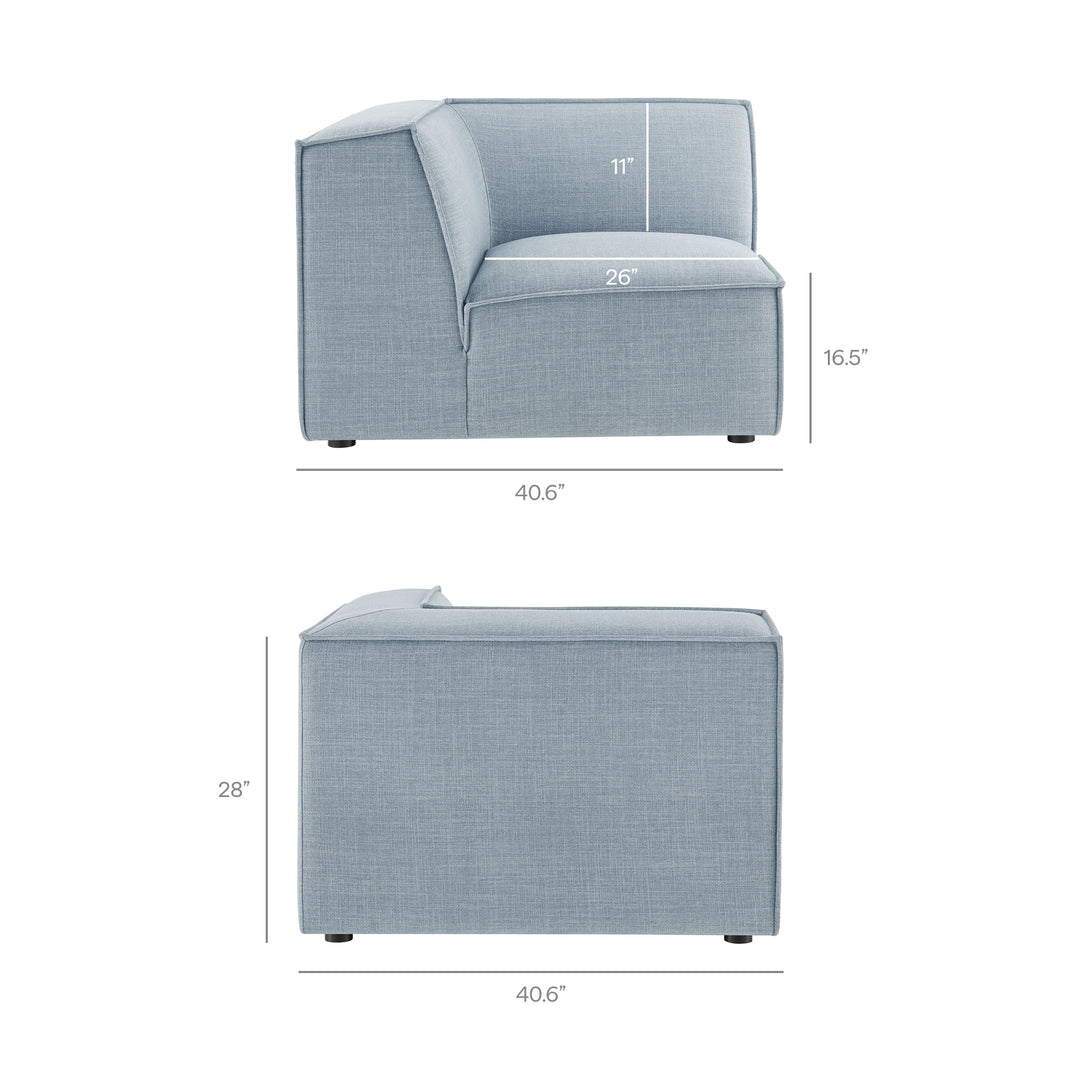 Restore 4-Piece Performance Fabric Upholstered Modular L-Shaped Armless Sectional Sofa in Sky