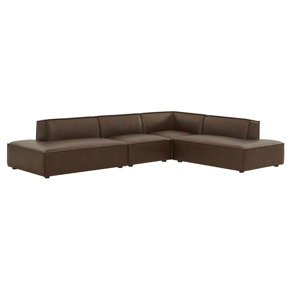 Restore 4-Piece Vegan Leather Modular L-Shaped Armless Sectional Sofa in Espresso