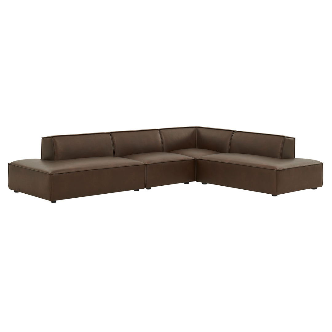 Restore 4-Piece Vegan Leather Modular L-Shaped Armless Sectional Sofa in Espresso