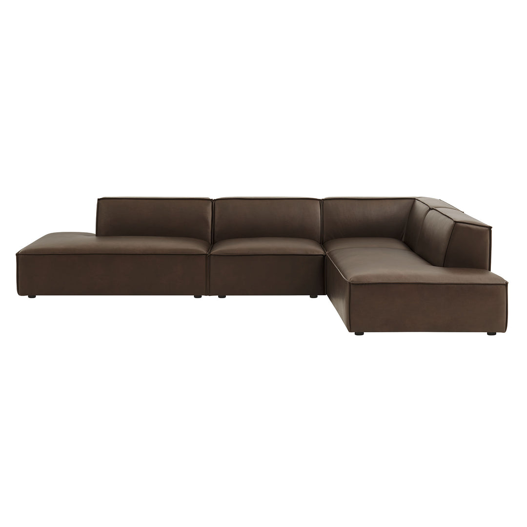 Restore 4-Piece Vegan Leather Modular L-Shaped Armless Sectional Sofa in Espresso