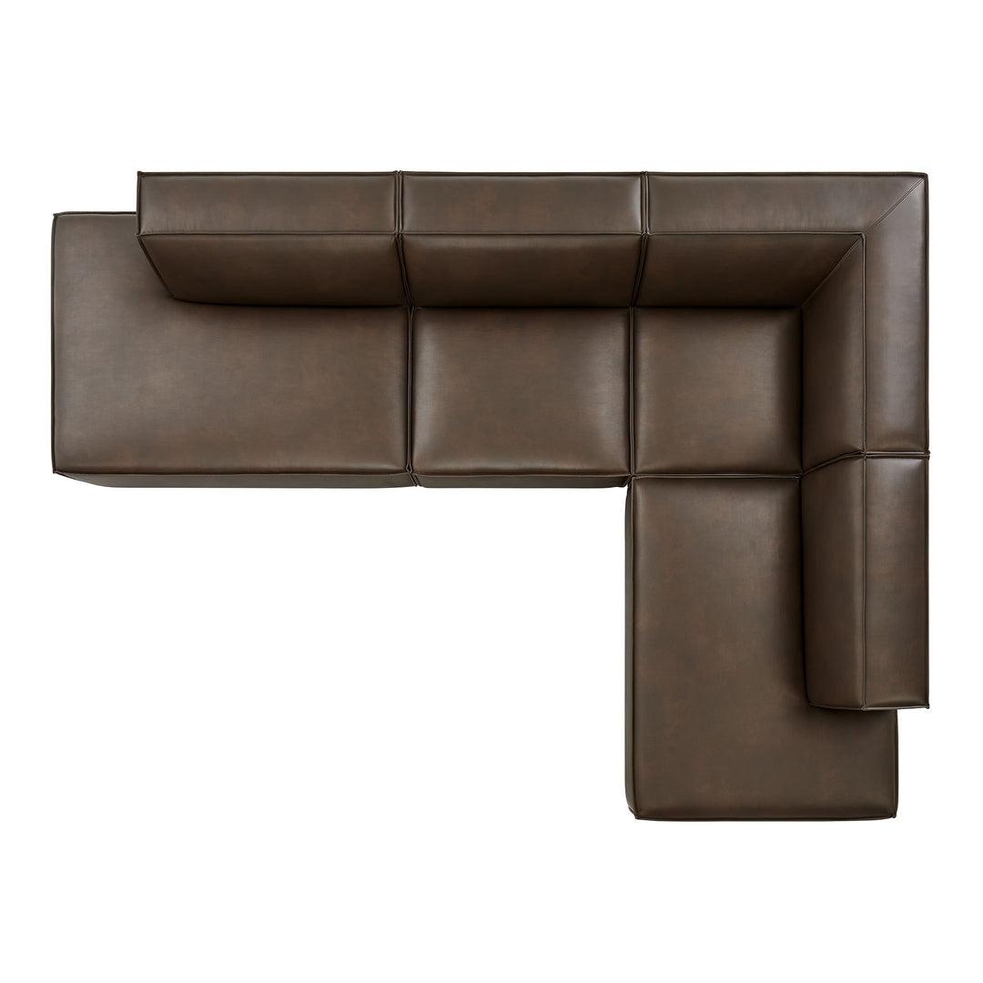 Restore 4-Piece Vegan Leather Modular L-Shaped Armless Sectional Sofa in Espresso