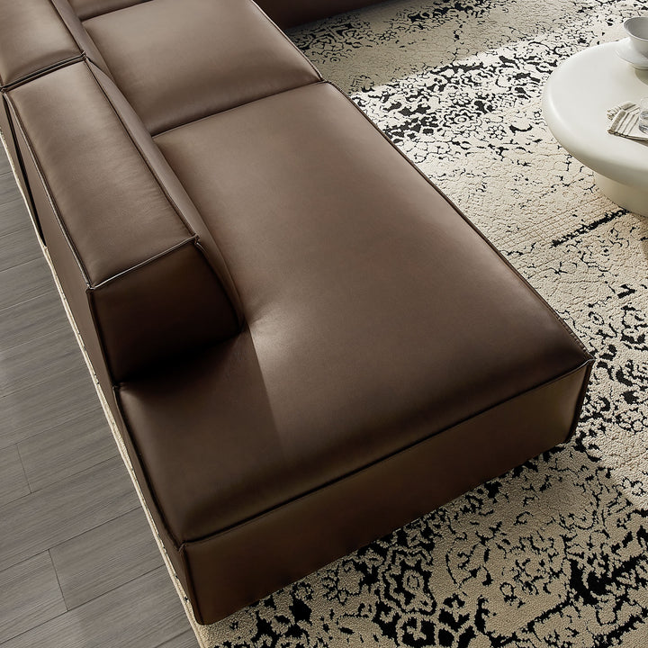Restore 4-Piece Vegan Leather Modular L-Shaped Armless Sectional Sofa in Espresso