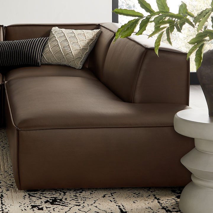 Restore 4-Piece Vegan Leather Modular L-Shaped Armless Sectional Sofa in Espresso