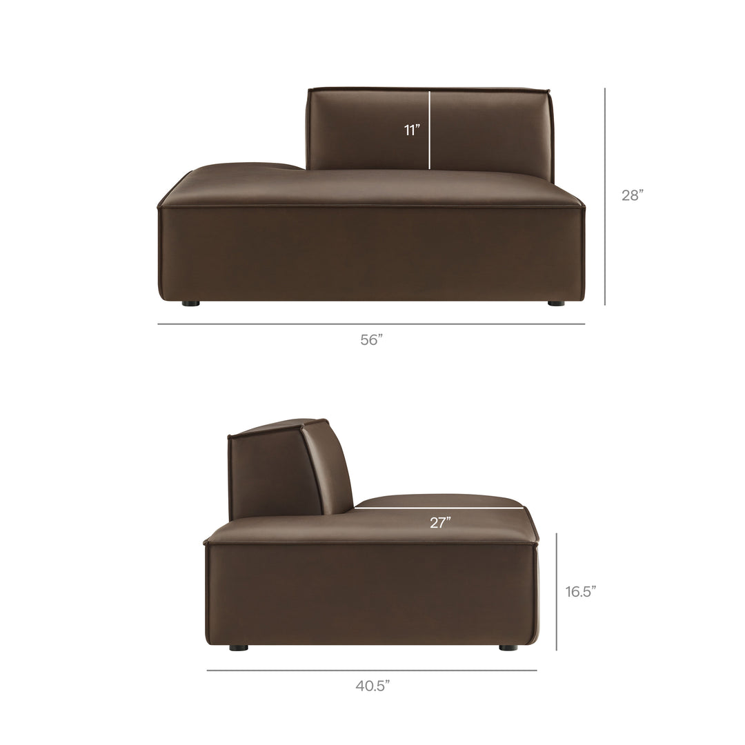 Restore 4-Piece Vegan Leather Modular L-Shaped Armless Sectional Sofa in Espresso