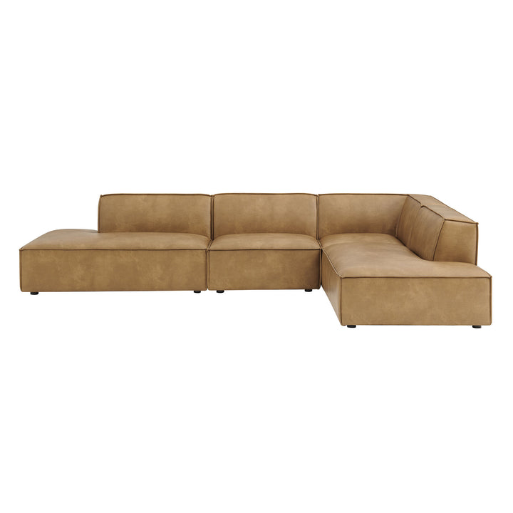 Restore 4-Piece Vegan Leather Modular L-Shaped Armless Sectional Sofa in Toast