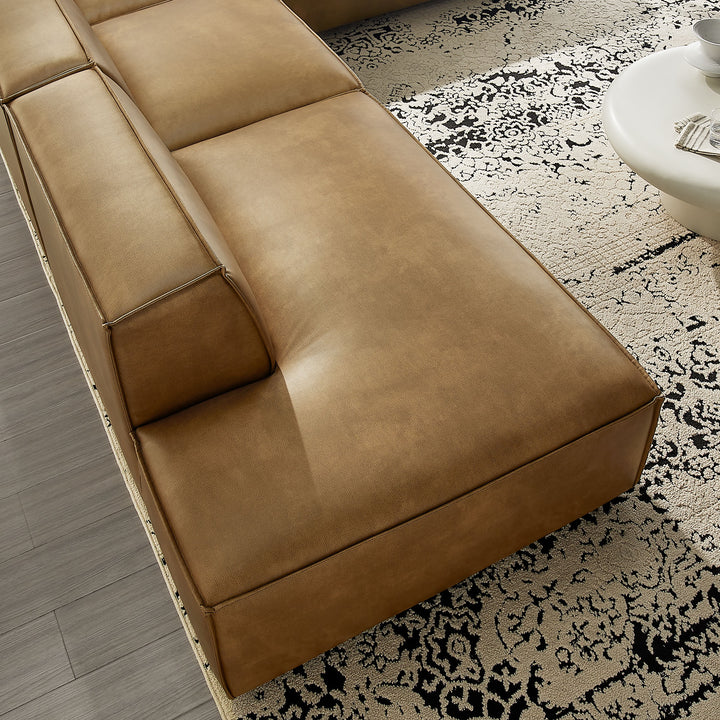 Restore 4-Piece Vegan Leather Modular L-Shaped Armless Sectional Sofa in Toast