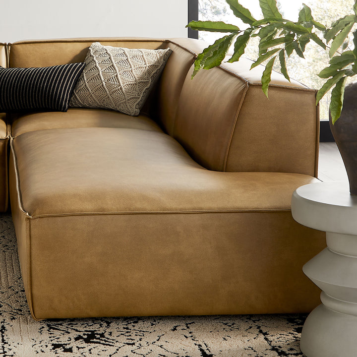 Restore 4-Piece Vegan Leather Modular L-Shaped Armless Sectional Sofa in Toast