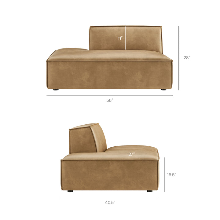Restore 4-Piece Vegan Leather Modular L-Shaped Armless Sectional Sofa in Toast