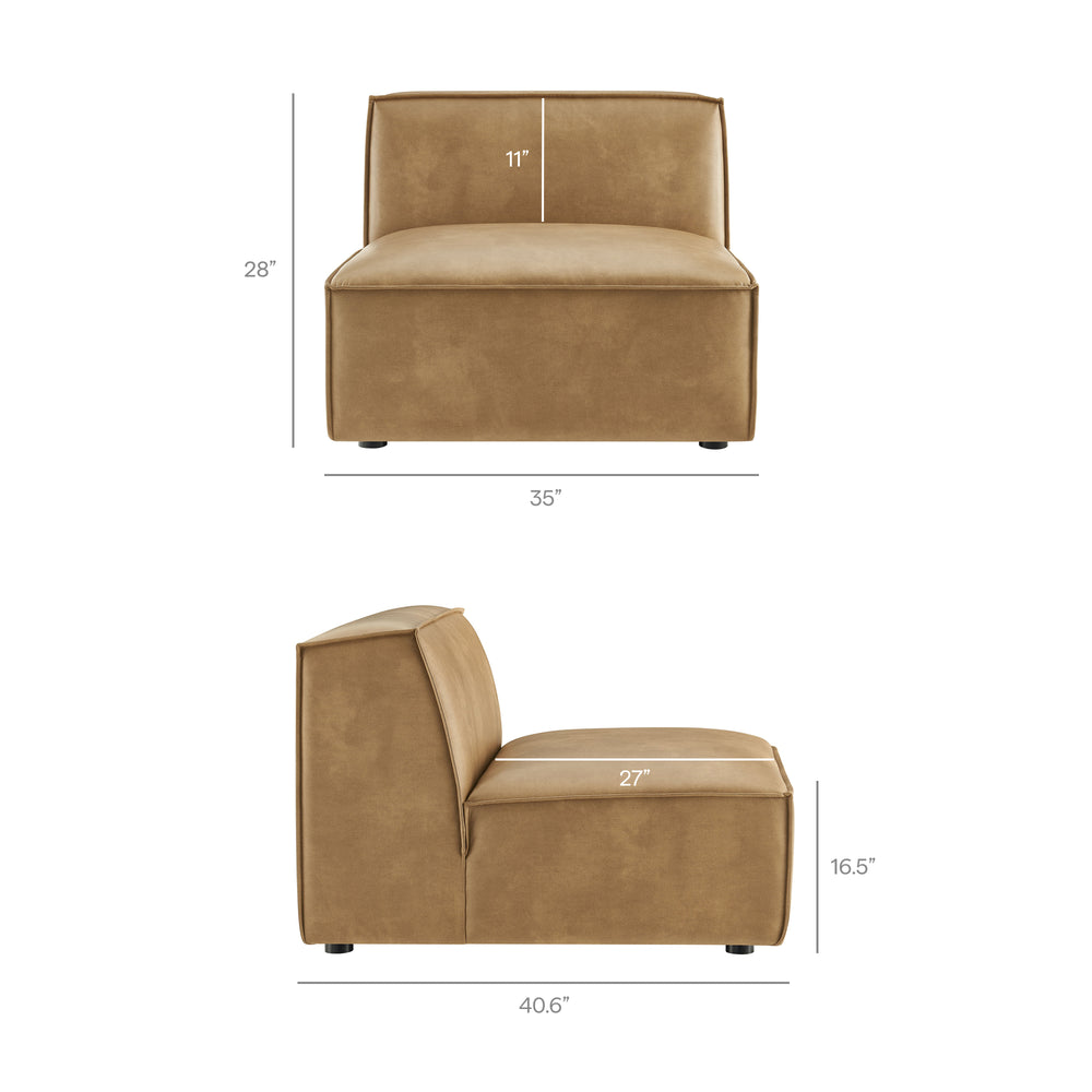 Restore 4-Piece Vegan Leather Modular L-Shaped Armless Sectional Sofa in Toast