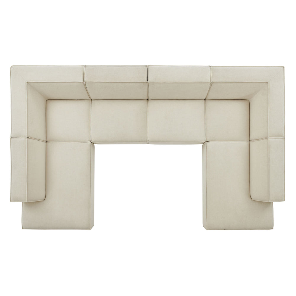 Restore 6-Piece Performance Fabric Upholstered U-Shaped Sectional Sofa in Ecru