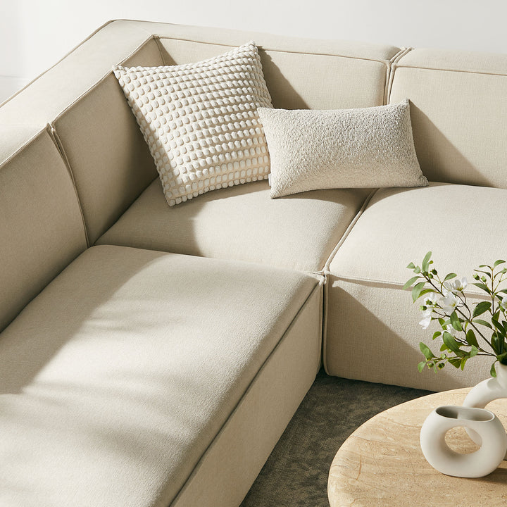 Restore 6-Piece Performance Fabric Upholstered U-Shaped Sectional Sofa in Ecru