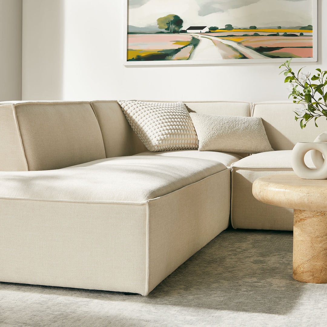 Restore 6-Piece Performance Fabric Upholstered U-Shaped Sectional Sofa in Ecru