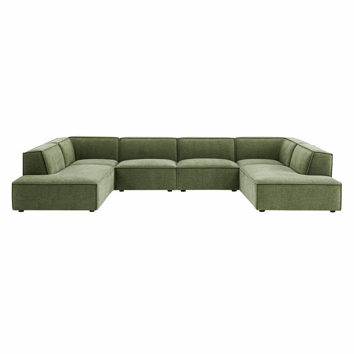 Restore 6-Piece Performance Fabric Upholstered U-Shaped Sectional Sofa in Foliage