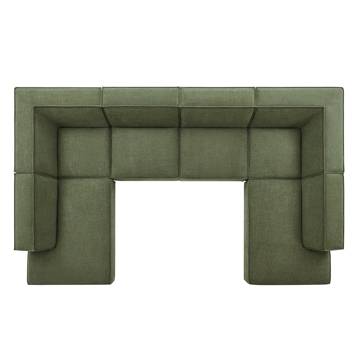 Restore 6-Piece Performance Fabric Upholstered U-Shaped Sectional Sofa in Foliage