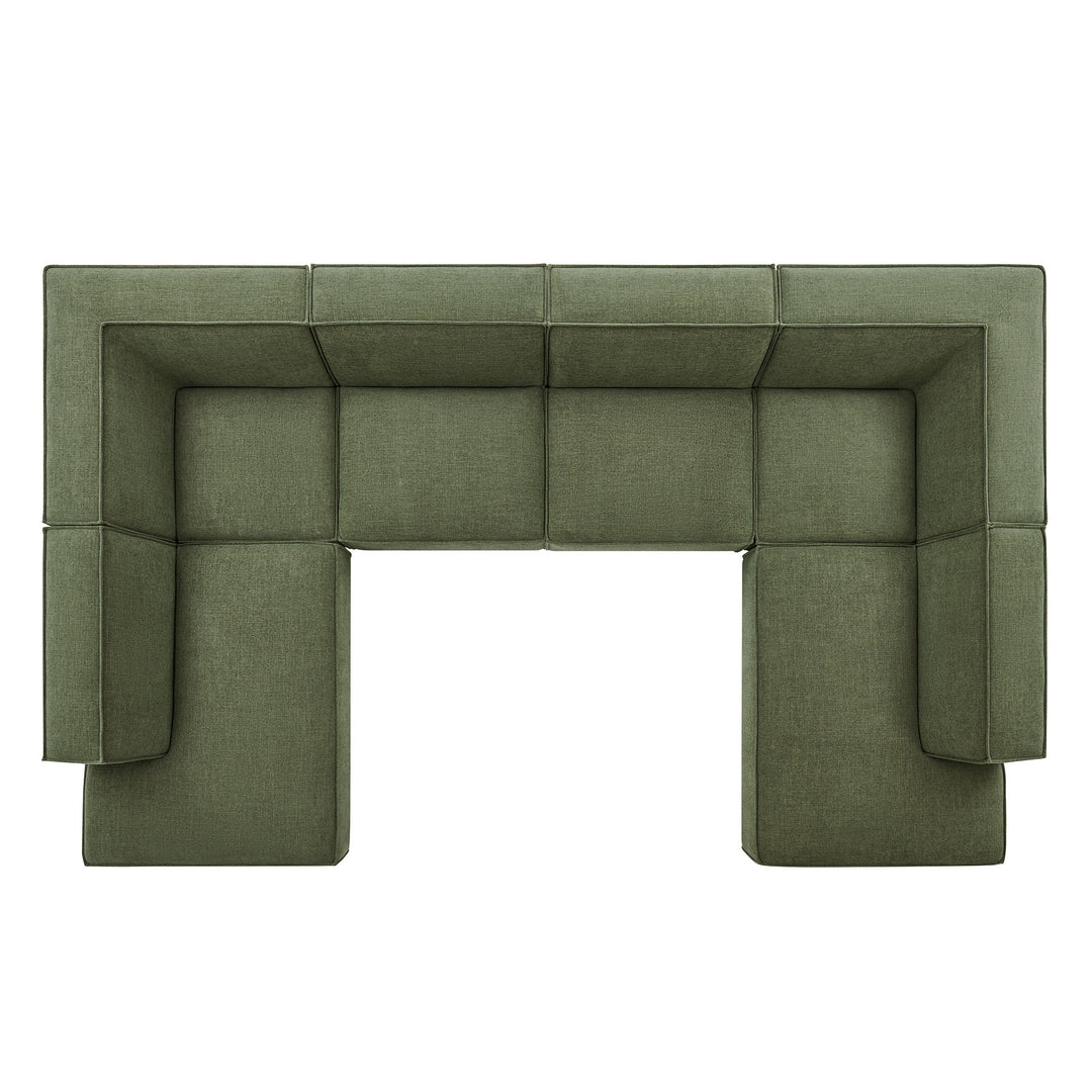 Restore 6-Piece Performance Fabric Upholstered U-Shaped Sectional Sofa in Foliage