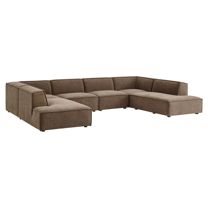 Restore 6-Piece Performance Fabric Upholstered U-Shaped Sectional Sofa in Mocha