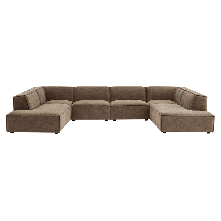 Restore 6-Piece Performance Fabric Upholstered U-Shaped Sectional Sofa in Mocha
