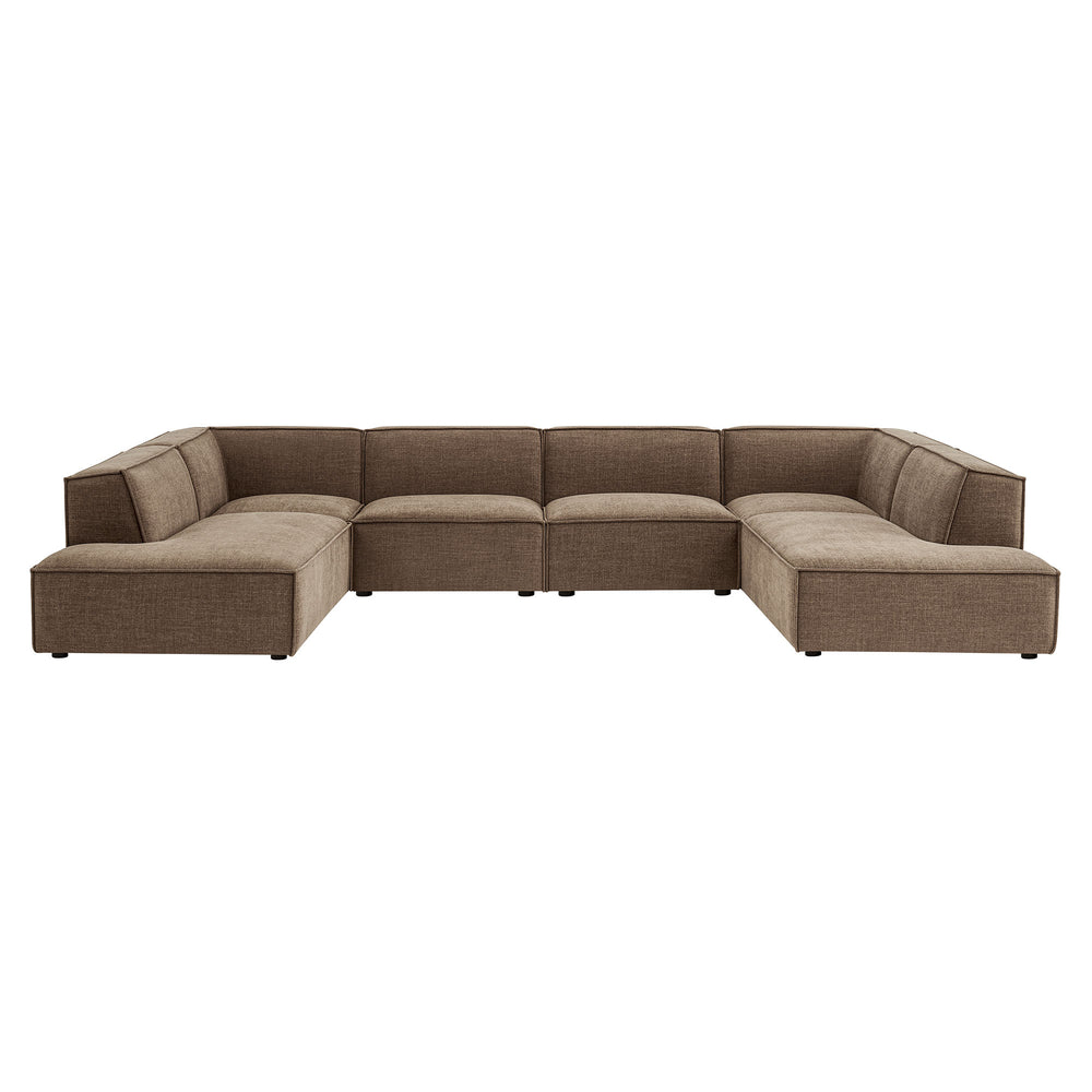 Restore 6-Piece Performance Fabric Upholstered U-Shaped Sectional Sofa in Mocha