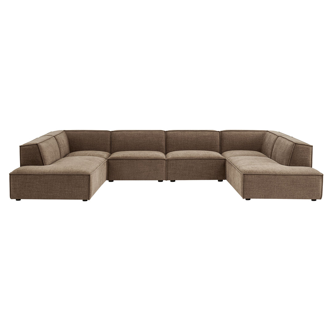 Restore 6-Piece Performance Fabric Upholstered U-Shaped Sectional Sofa in Mocha