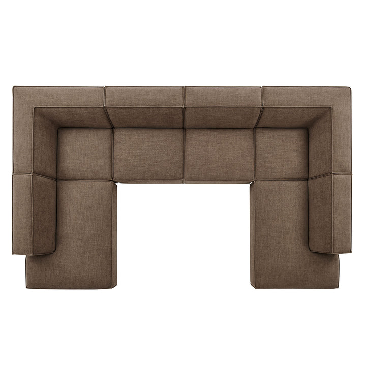Restore 6-Piece Performance Fabric Upholstered U-Shaped Sectional Sofa in Mocha