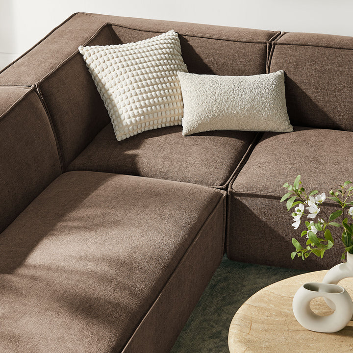 Restore 6-Piece Performance Fabric Upholstered U-Shaped Sectional Sofa in Mocha