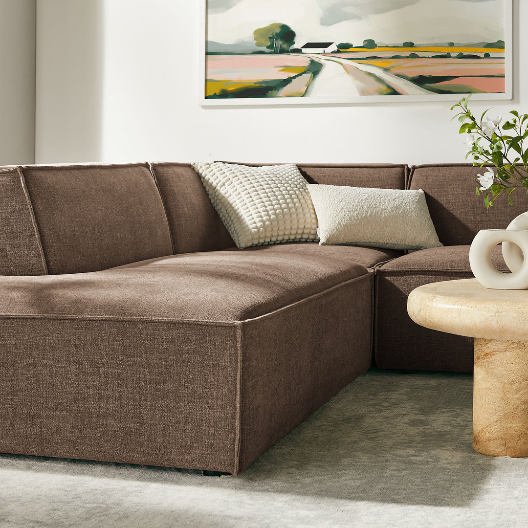 Restore 6-Piece Performance Fabric Upholstered U-Shaped Sectional Sofa in Mocha